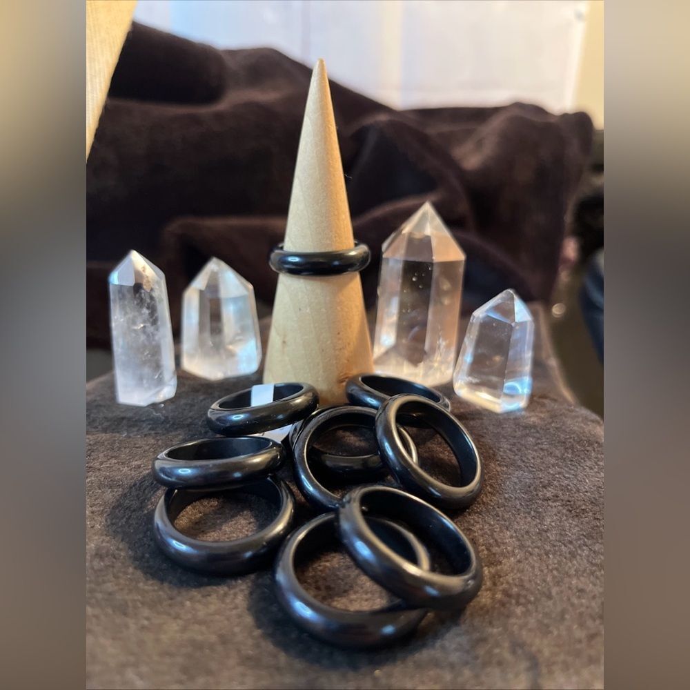 Hand Carved Black Obsidian Band Ring
